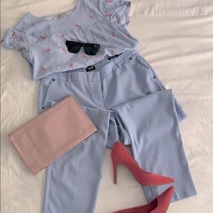 Women’s ankle baby blue trousers